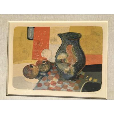 Lithographie : Nature Morte Au Vase -  André Minaux