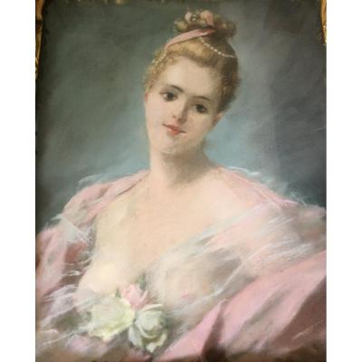Pastel : Portrait d'élégante - 1900