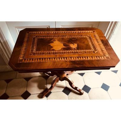 Italian Pedestal In Marquetry - XIXth