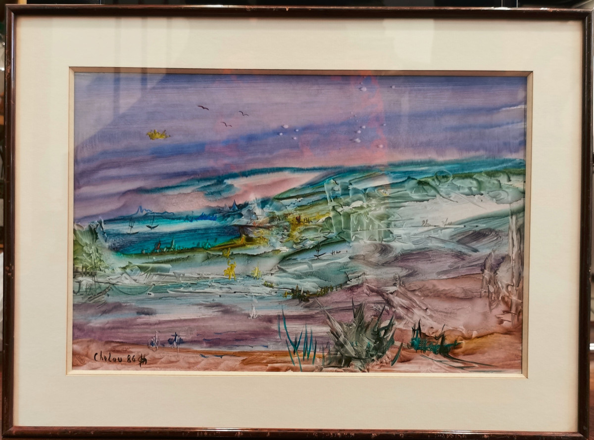 Chalou Pseudo Of Pierre Couet (1942-2003) Pair Of Fantastic Landscapes-photo-2