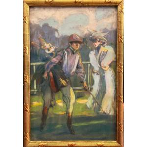 Fortuney Louis Ernest Andrieux Dit (1875-1951) The Races At Longchamp