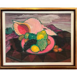 Maire André (1898-1984) Shell, Fruit Bowl And Purple Sky