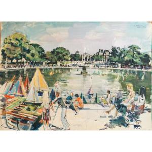 Rassiat James (1909-1998) The Pond Of The Tuileries Garden, Paris