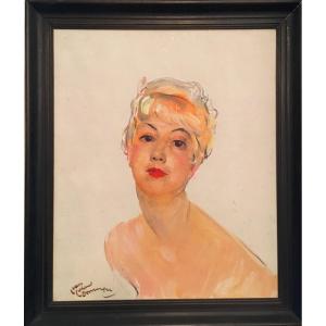 Domergue Jean-gabriel (1889-1962) Portrait Of A Blonde Woman