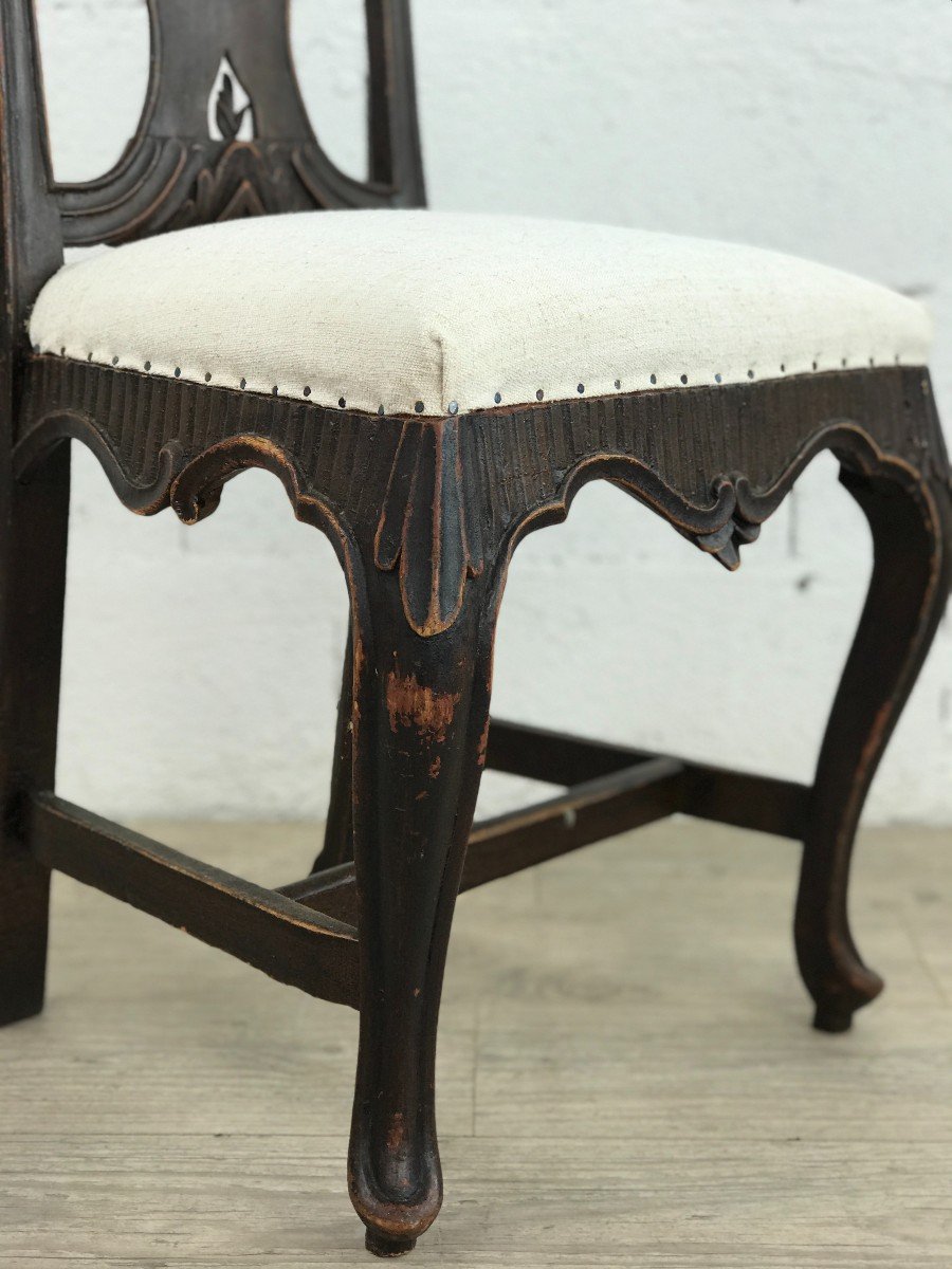 Chaise Haut Dossier En Bois Sculpté-photo-2