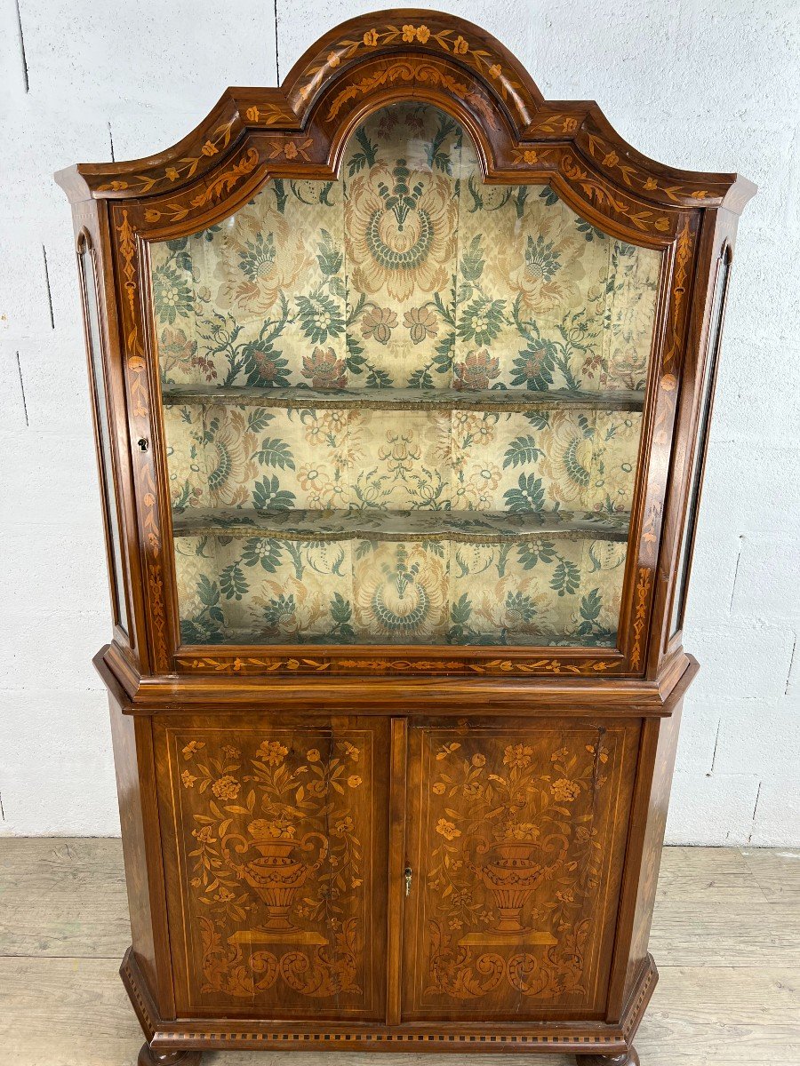 Petit Vaisselier Deux Corps En Bois Marqueté-photo-2