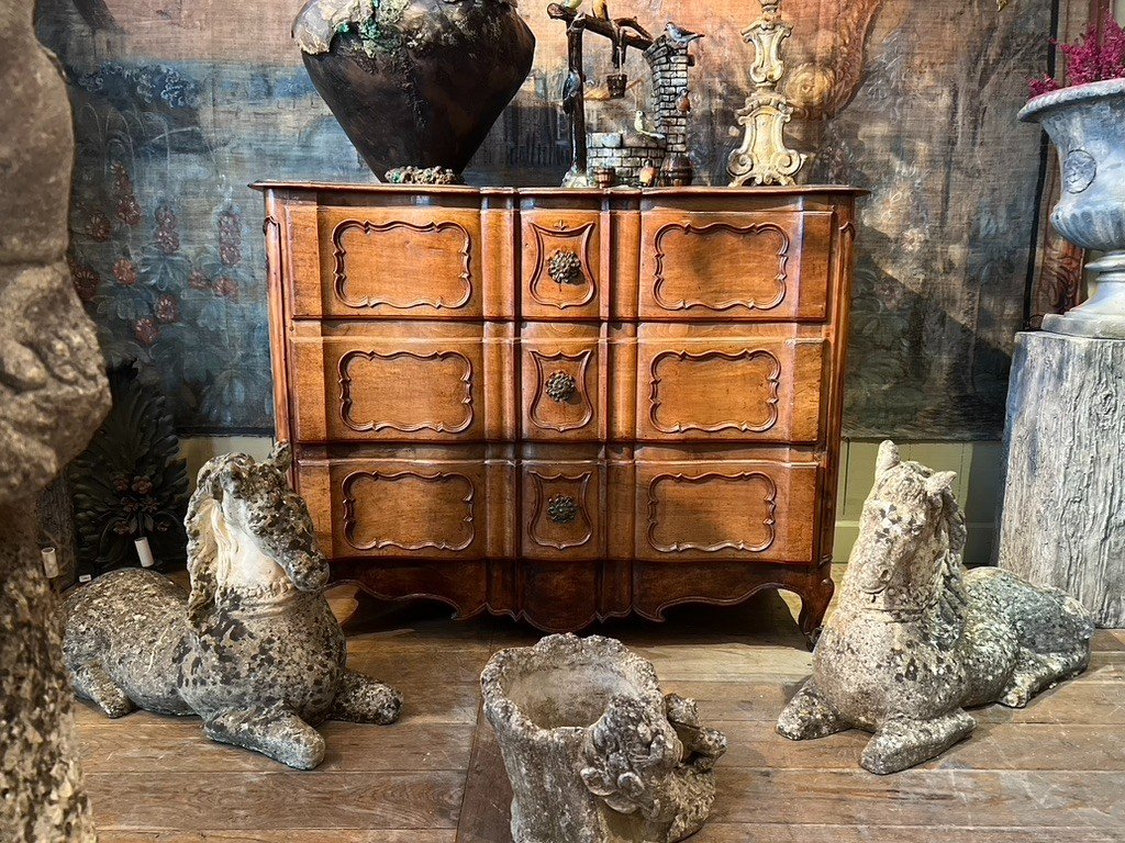 Large Double Crossbow Chest Of Drawers In Carved Walnut 