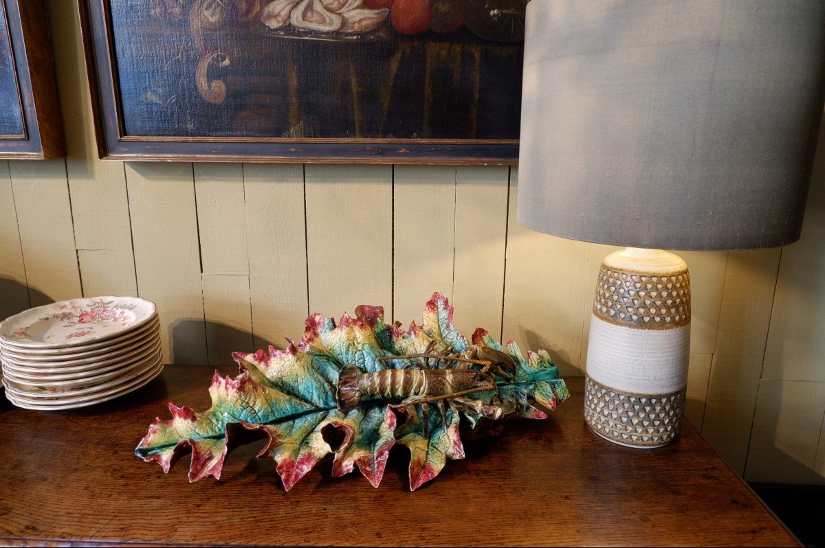 Large Barbotine Leaf Lobster Decor-photo-2