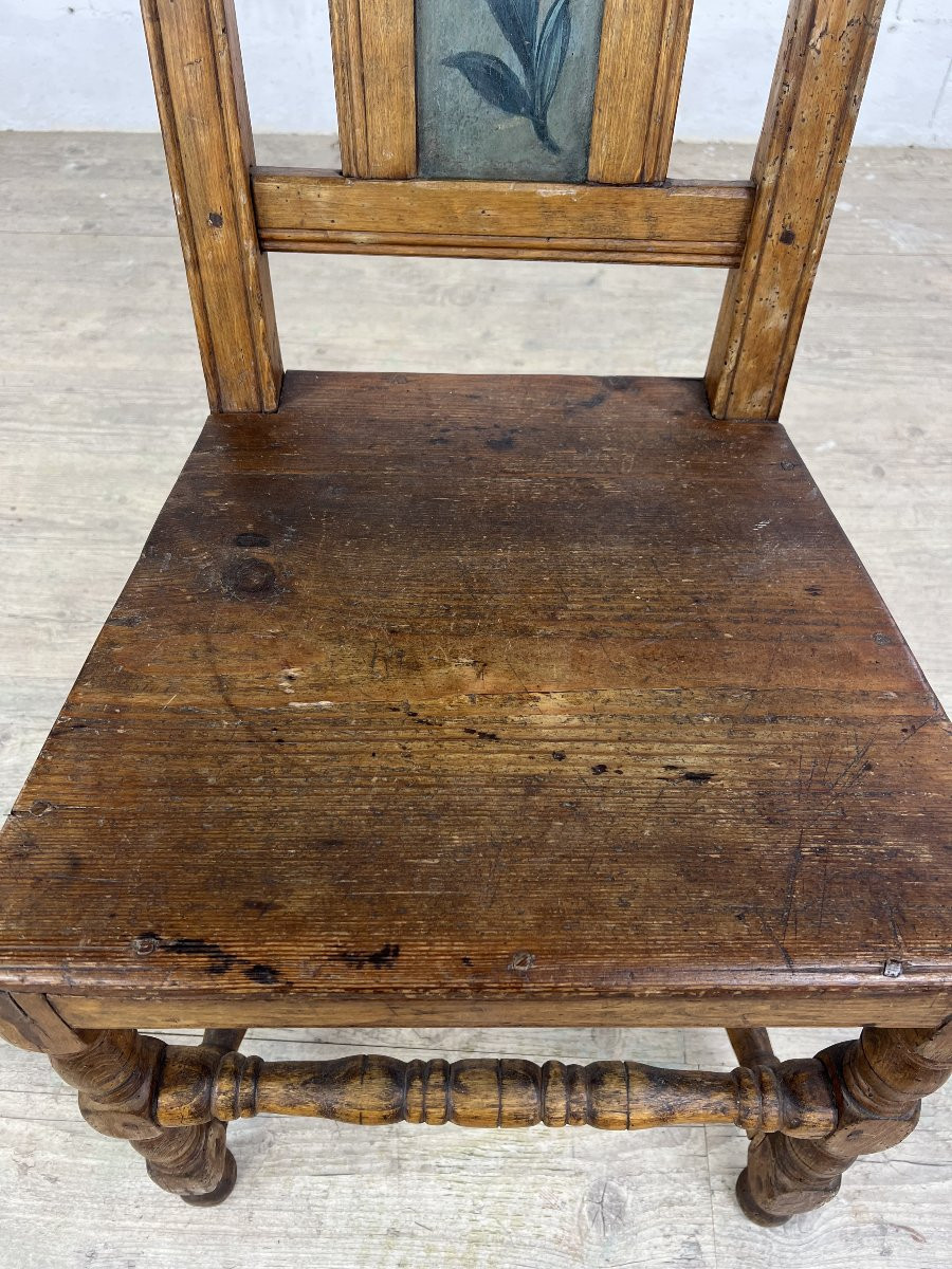 Chaise Provinciale Baroque Suédoise En Bois Peint Ca.1800-photo-4