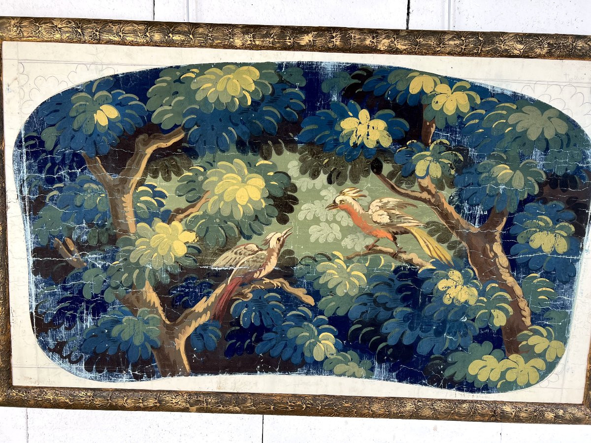 Etude De Tapisserie A La Gouache-photo-2