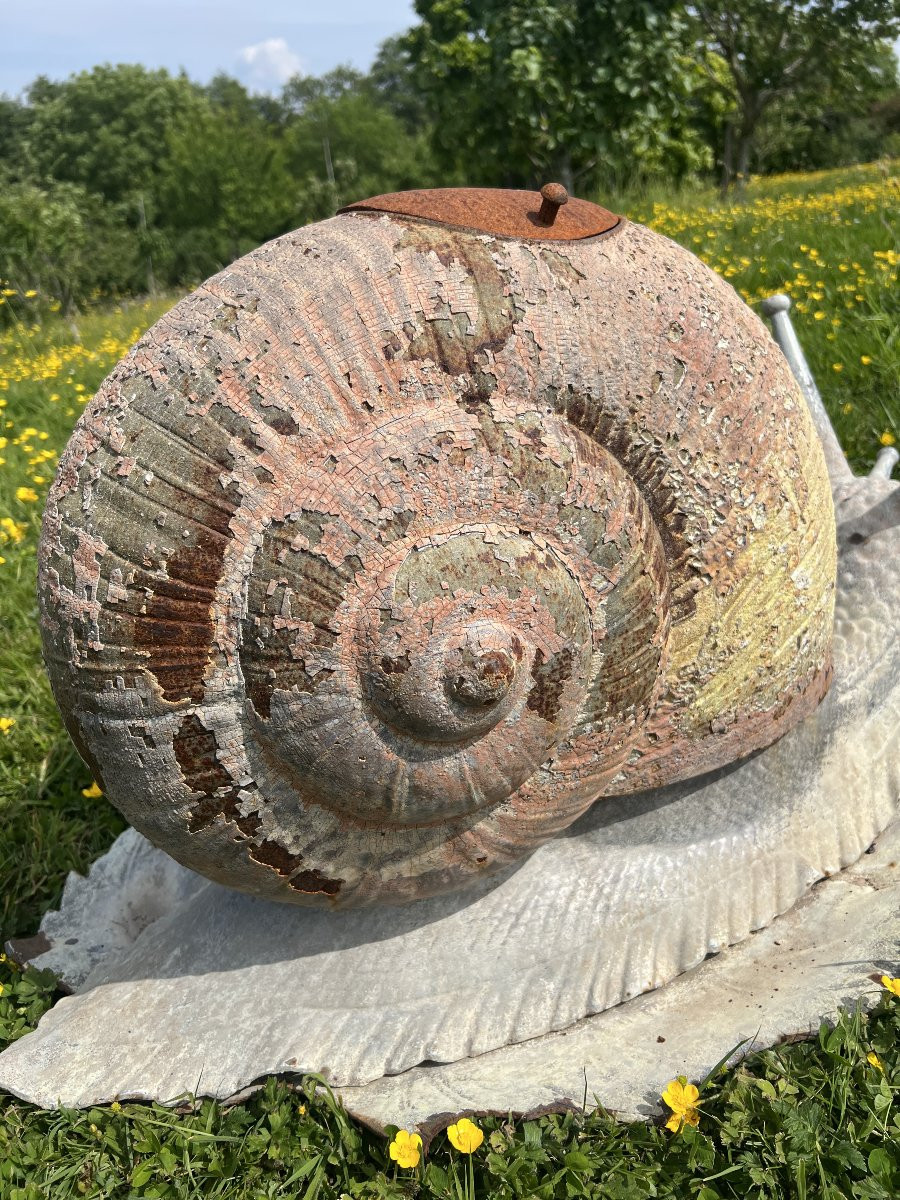 "L'Escargot" d'Alfred Lefebvre,  poêle en fonte émaillée-photo-4