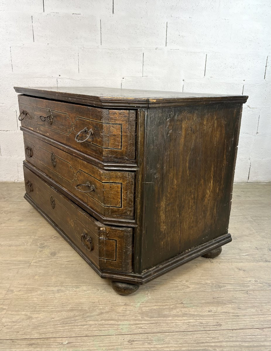 Natural Wood Chest Of Drawers With Faux Marble Finish – Northern Italy, 18th Century-photo-3