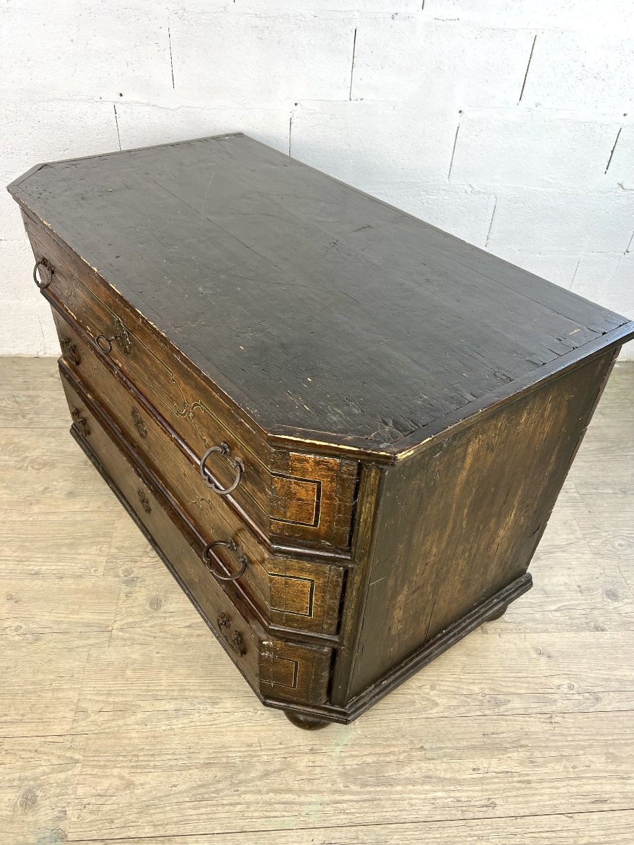 Natural Wood Chest Of Drawers With Faux Marble Finish – Northern Italy, 18th Century-photo-4