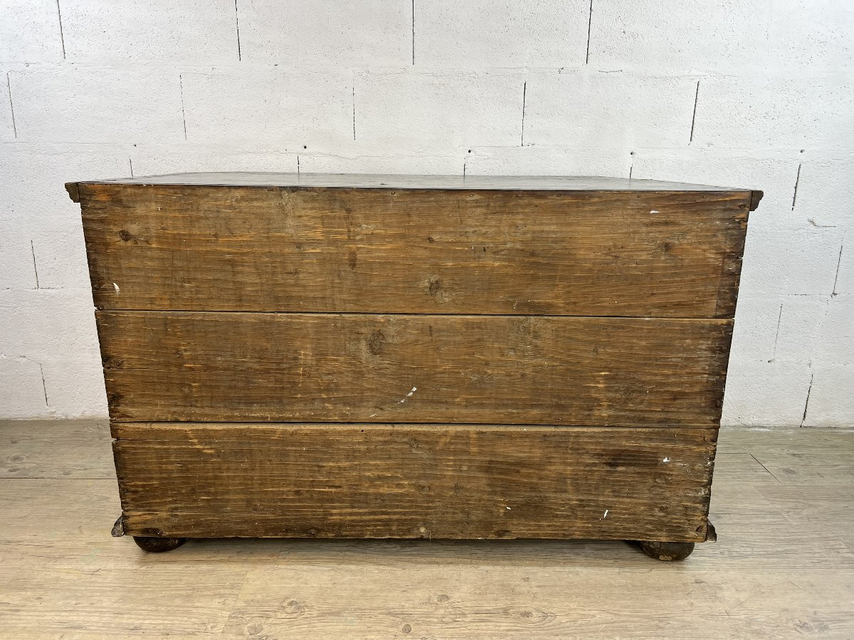 Natural Wood Chest Of Drawers With Faux Marble Finish – Northern Italy, 18th Century-photo-4