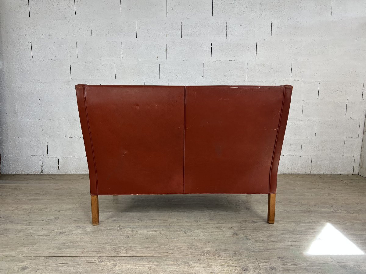 Two-seater Sofa In Cognac Leather – Denmark, 1960s-photo-4