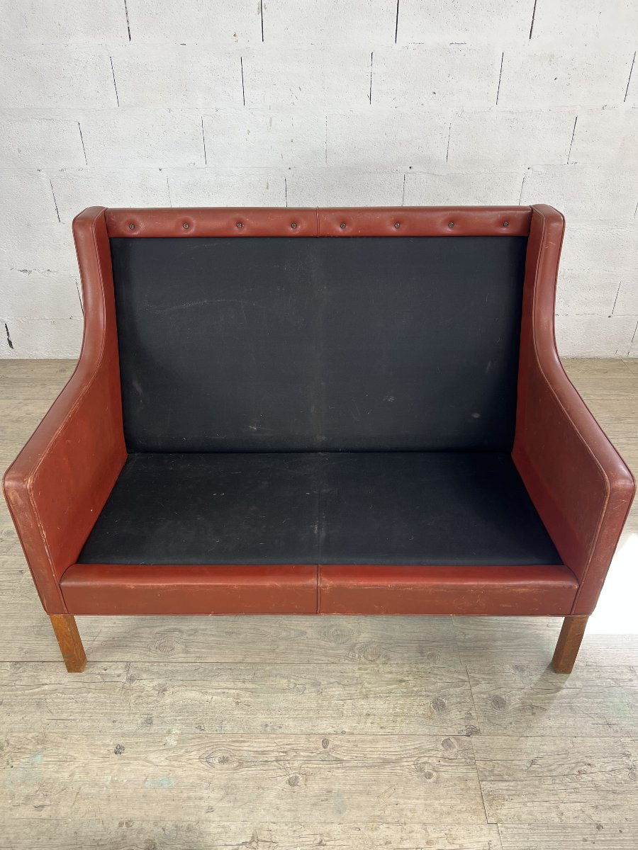 Two-seater Sofa In Cognac Leather – Denmark, 1960s-photo-3