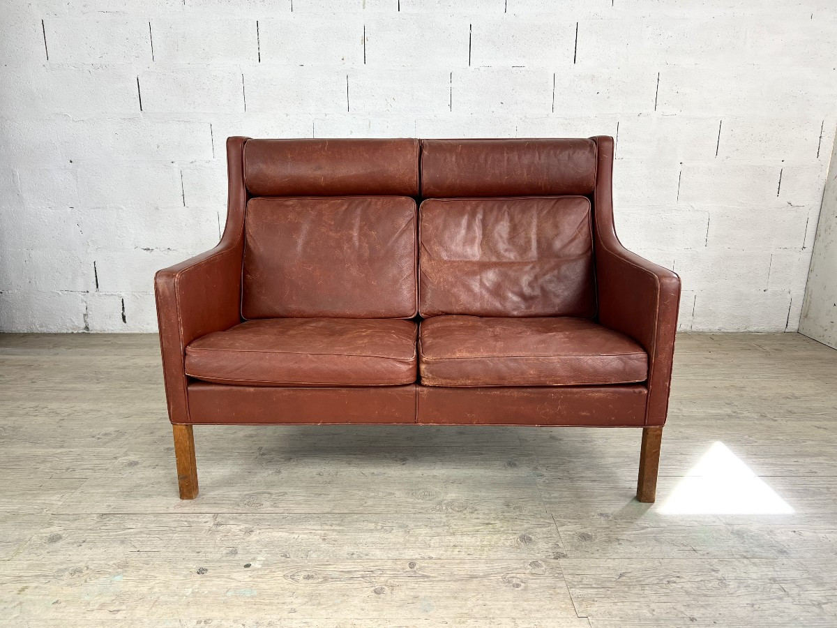 Two-seater Sofa In Cognac Leather – Denmark, 1960s