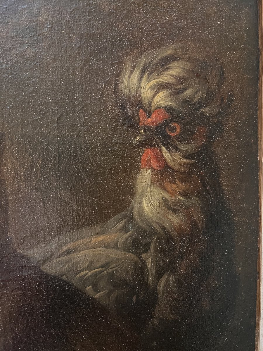 Farmyard Scene With Cat, Rooster, Hen And Mouse – French School, Early 19th Century-photo-1