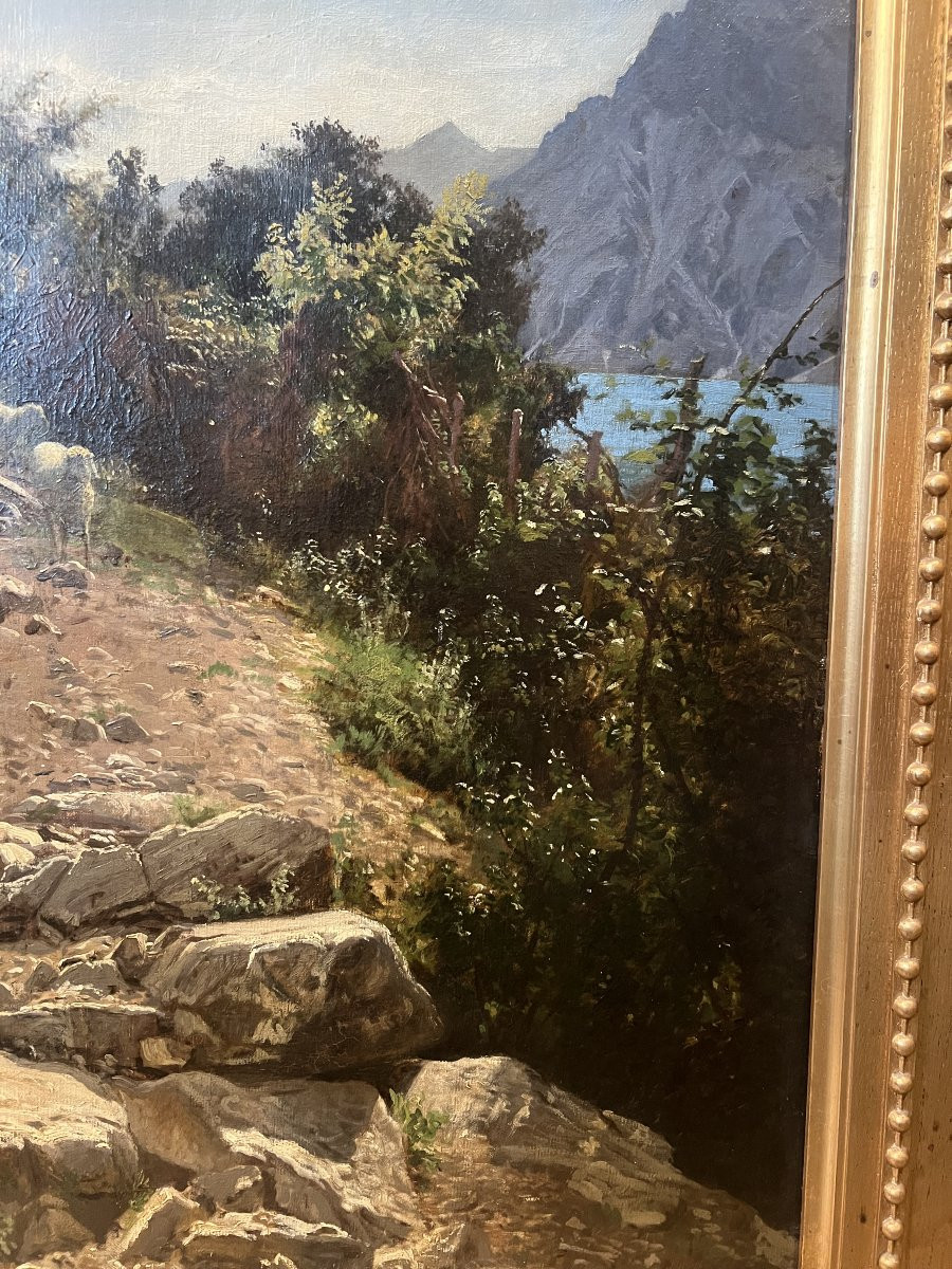 Paysage de montagne animé d’un troupeau de moutons – École européenne – Vers 1860-1875 -photo-3