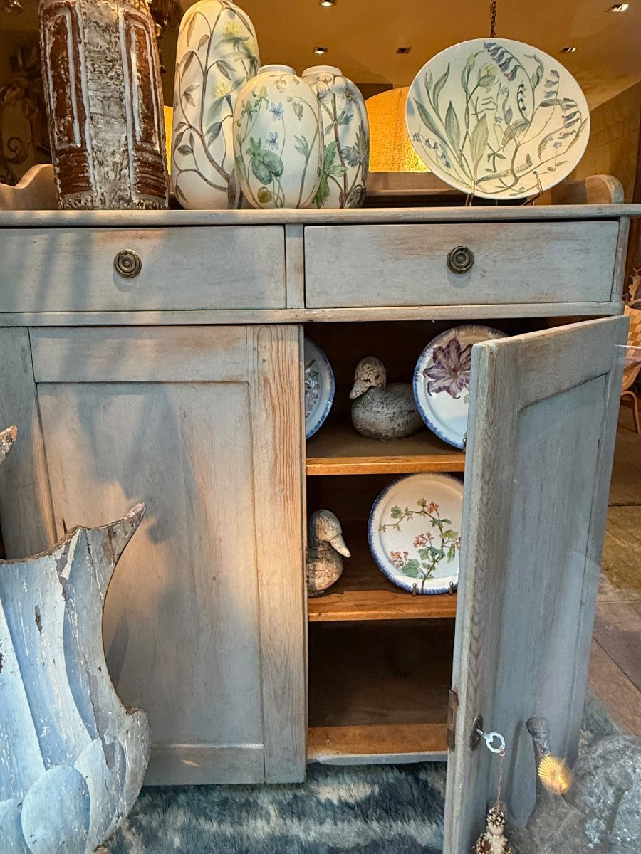 High Swedish Sideboard In Light Grey Painted Wood, Gustavian Style – Circa 1900-photo-4