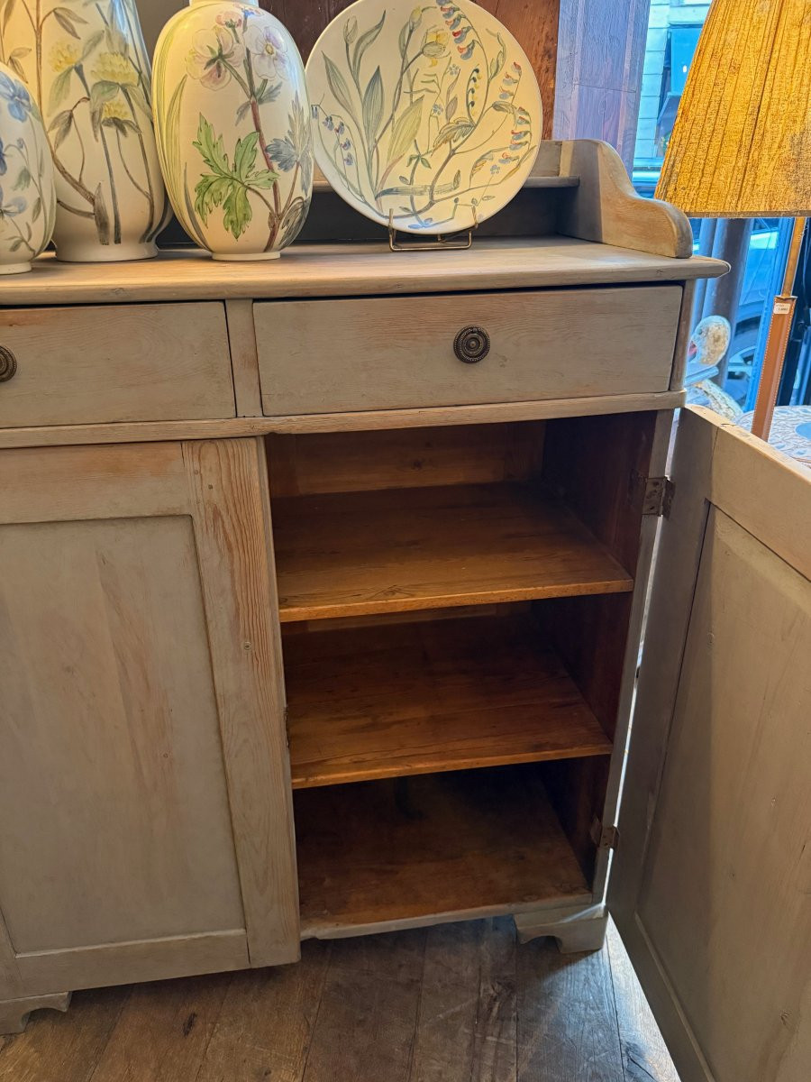 High Swedish Sideboard In Light Grey Painted Wood, Gustavian Style – Circa 1900-photo-2