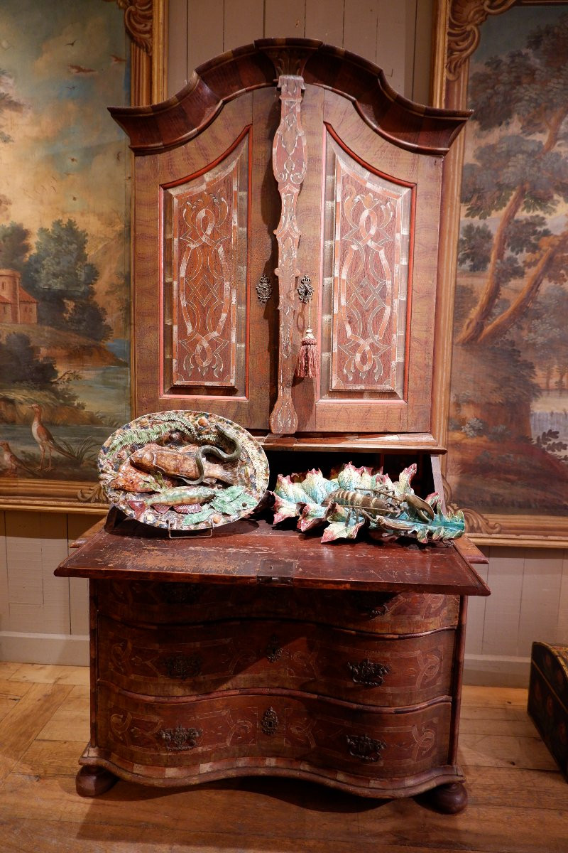 Secrétaire autrichien  XIXe siècle, style revival baroque-photo-4