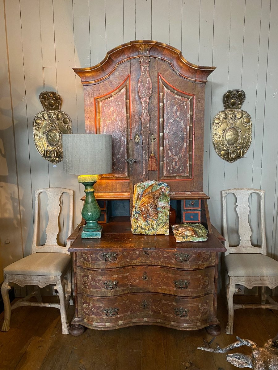Secrétaire autrichien  XIXe siècle, style revival baroque-photo-2
