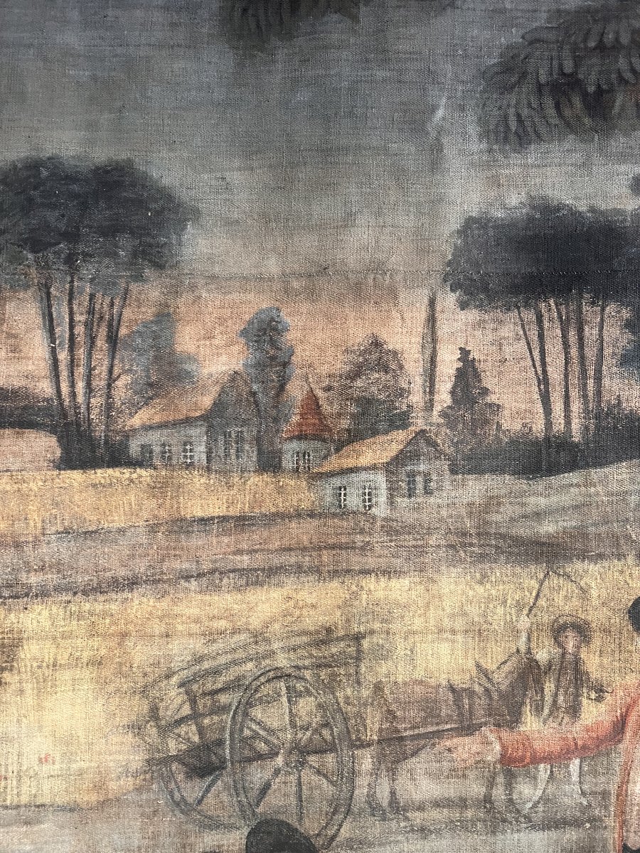 Painted Canvas, A Lively Pastoral Scene In A Country Landscape, France XVIII-photo-4