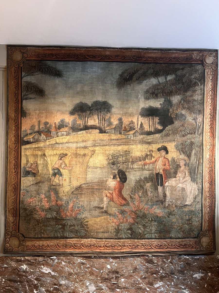 Painted Canvas, A Lively Pastoral Scene In A Country Landscape, France XVIII
