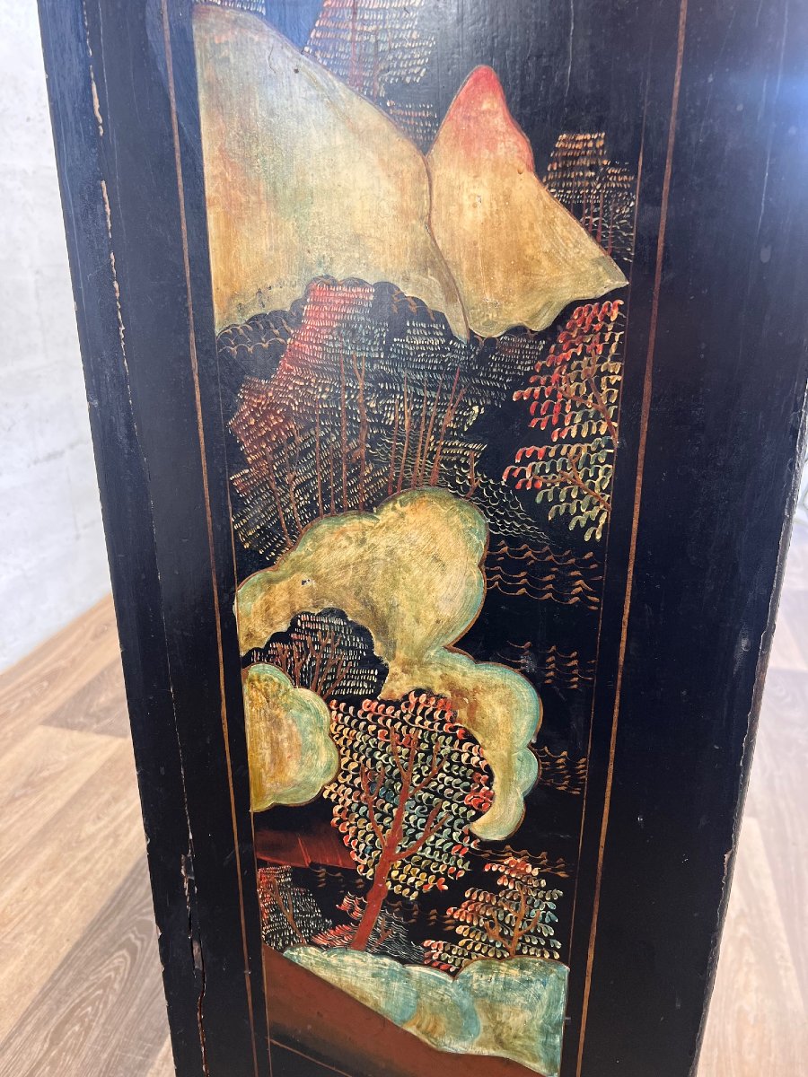 Chinese Lacquered Sideboard With Two Doors, Late 19th Century-photo-3
