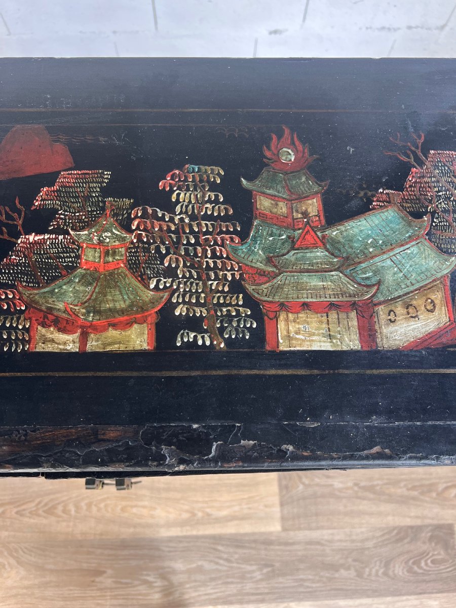 Chinese Lacquered Sideboard With Two Doors, Late 19th Century-photo-4