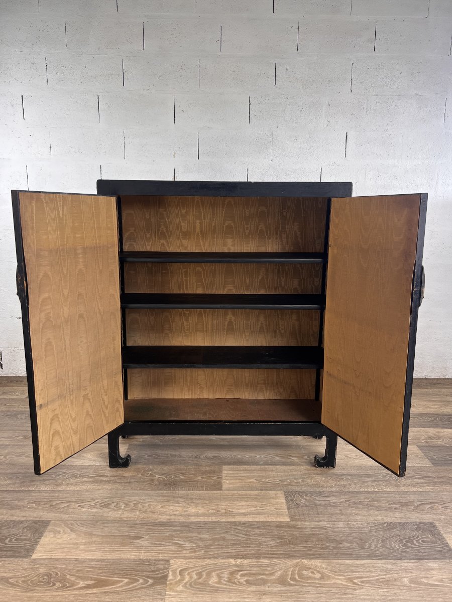 Chinese Lacquered Sideboard With Two Doors, Late 19th Century-photo-5