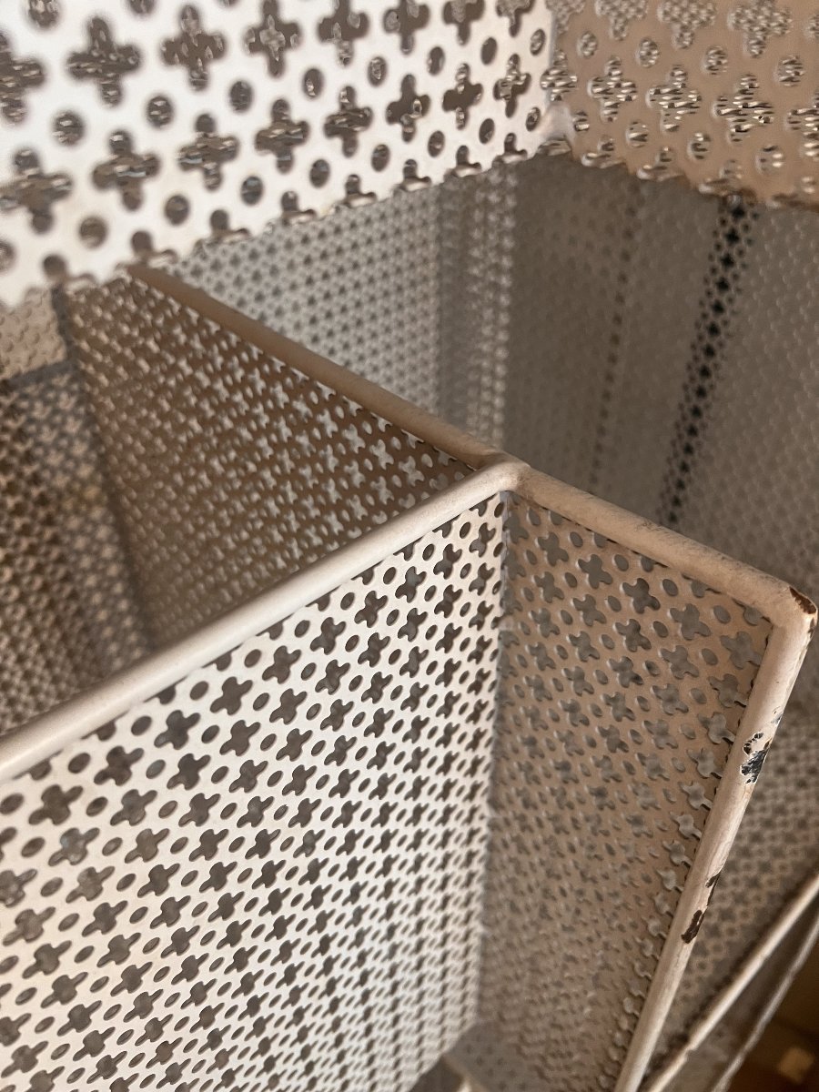 Bibliothèque modulaire en métal perforé – Style Mathieu Matégot – Années 1960-photo-1