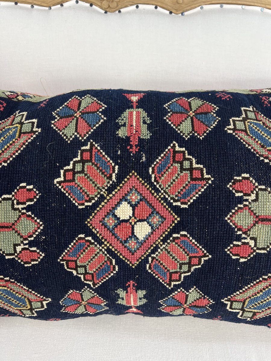 Large Antique Handwoven Cushion – Scandinavian Tapestry-photo-4