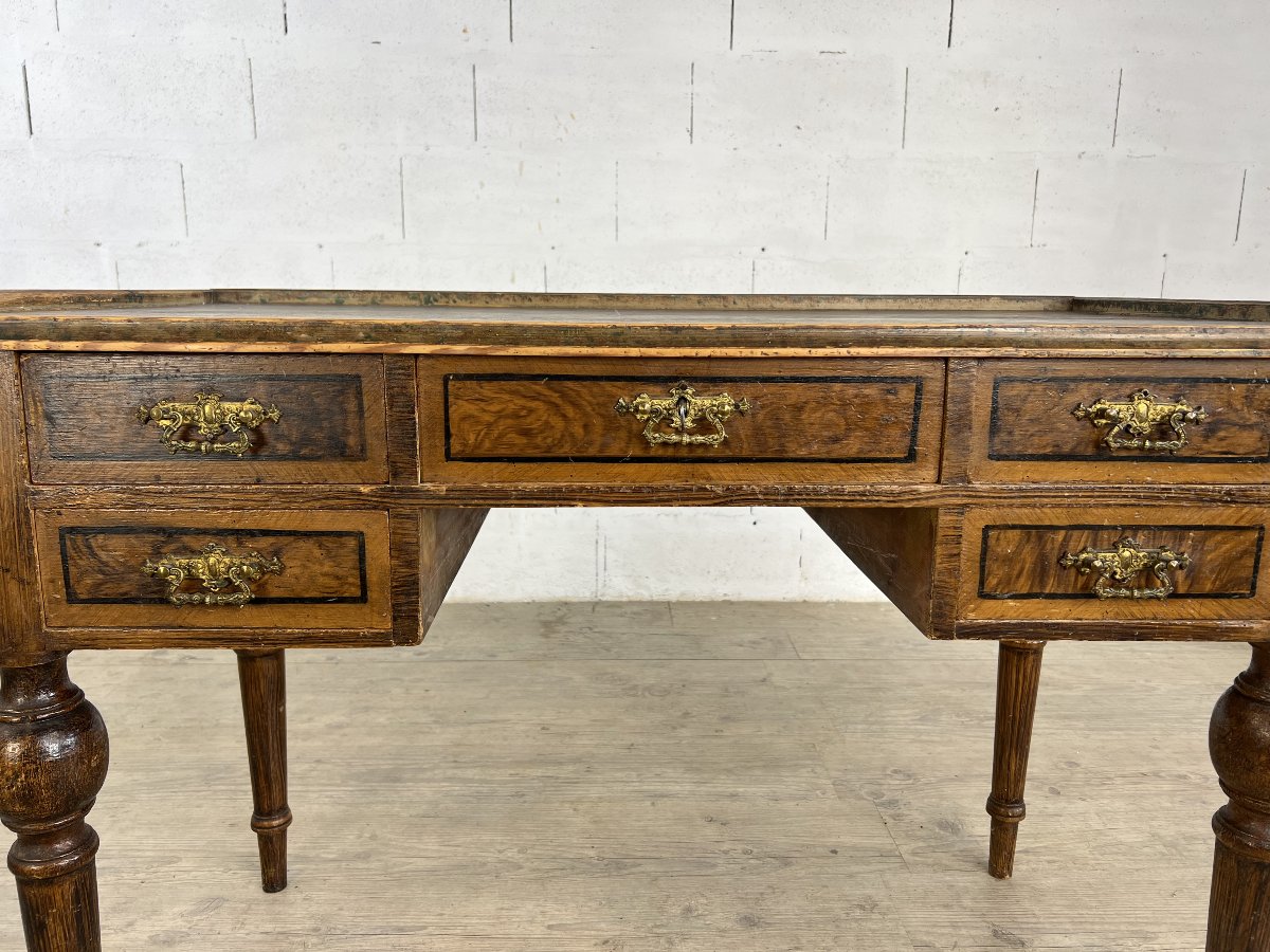Bureau suédois inspiré Louis XVI, Marqueterie en trompe-l'œil  – Deuxième moitié XIXe-photo-1
