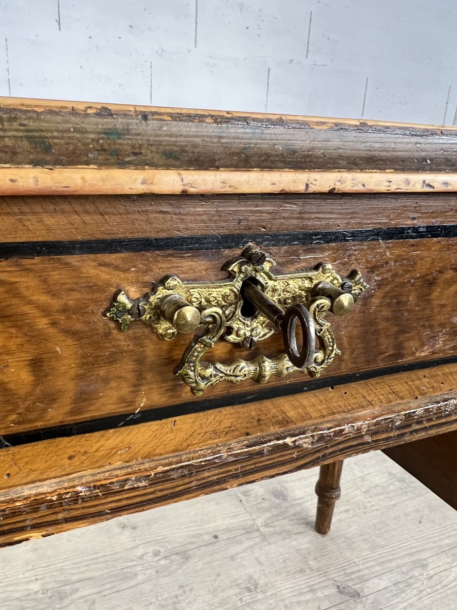 Bureau suédois inspiré Louis XVI, Marqueterie en trompe-l'œil  – Deuxième moitié XIXe-photo-2