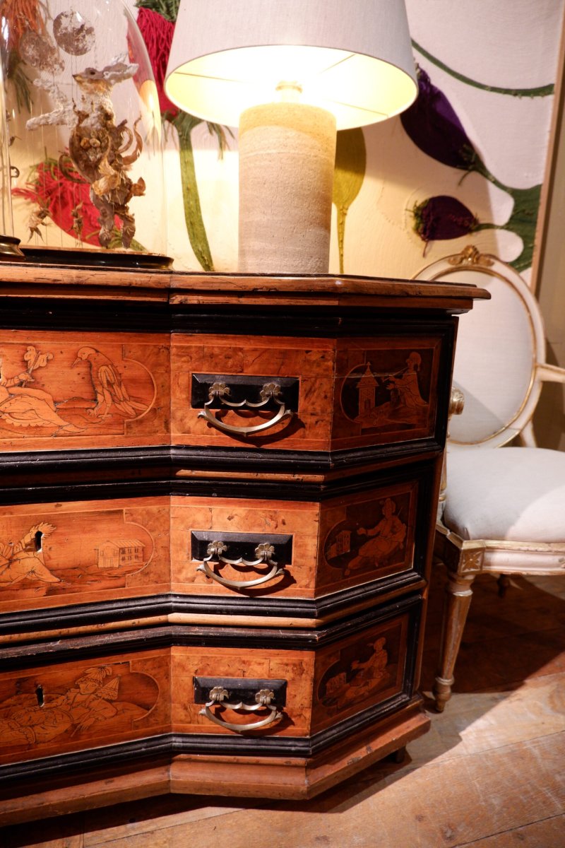 Venetian Chest Of Drawers In Walnut With Marquetry – Late 19th Century-photo-2
