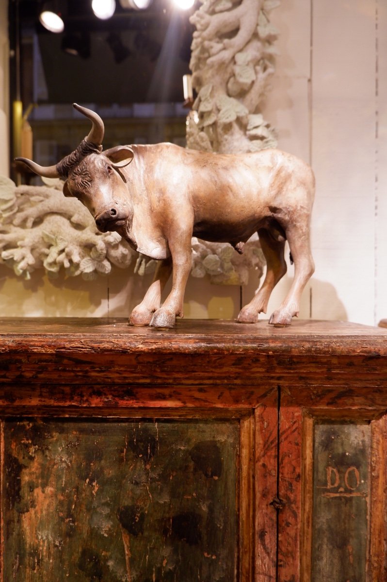 Terracotta Bull Subject Of Neapolitan Nativity Scene-photo-2