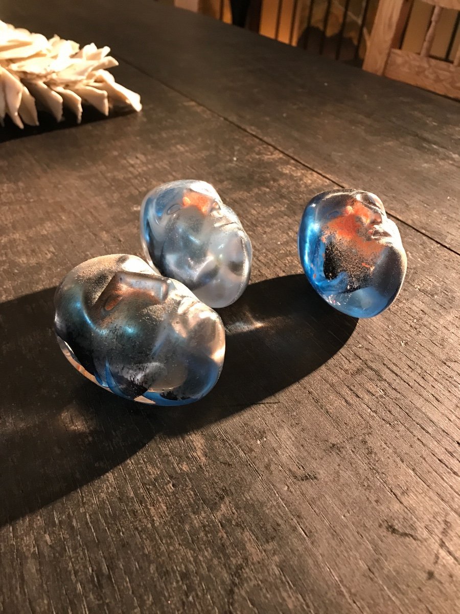 Three Glass Masks By Bertil Vallien For Kosta Boda-photo-2