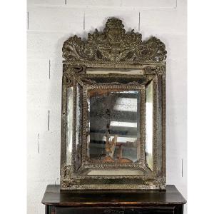 Grand Miroir En Métal Repoussé 