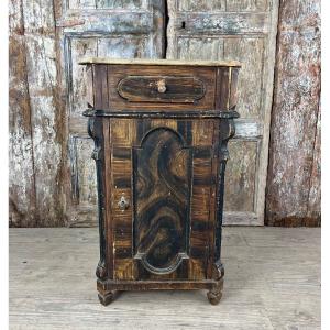 Brown Polychrome Swedish Bedside Table