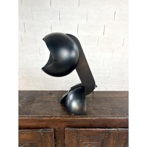 Designer Table Lamp In Black Lacquered Metal – Italy Circa 1970 – Attributed To Gae Aulenti