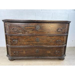 Natural Wood Chest Of Drawers With Faux Marble Finish – Northern Italy, 18th Century