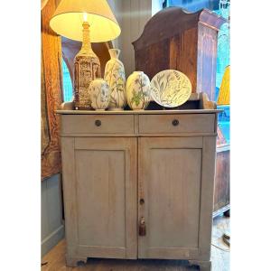 High Swedish Sideboard In Light Grey Painted Wood, Gustavian Style – Circa 1900