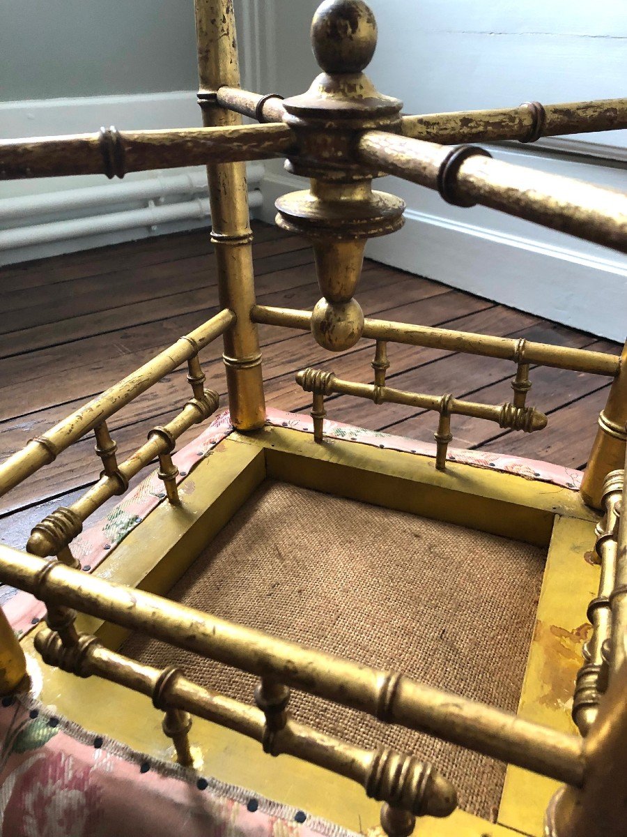 Tabouret Napoleon III Façon Bambou Doré -photo-5