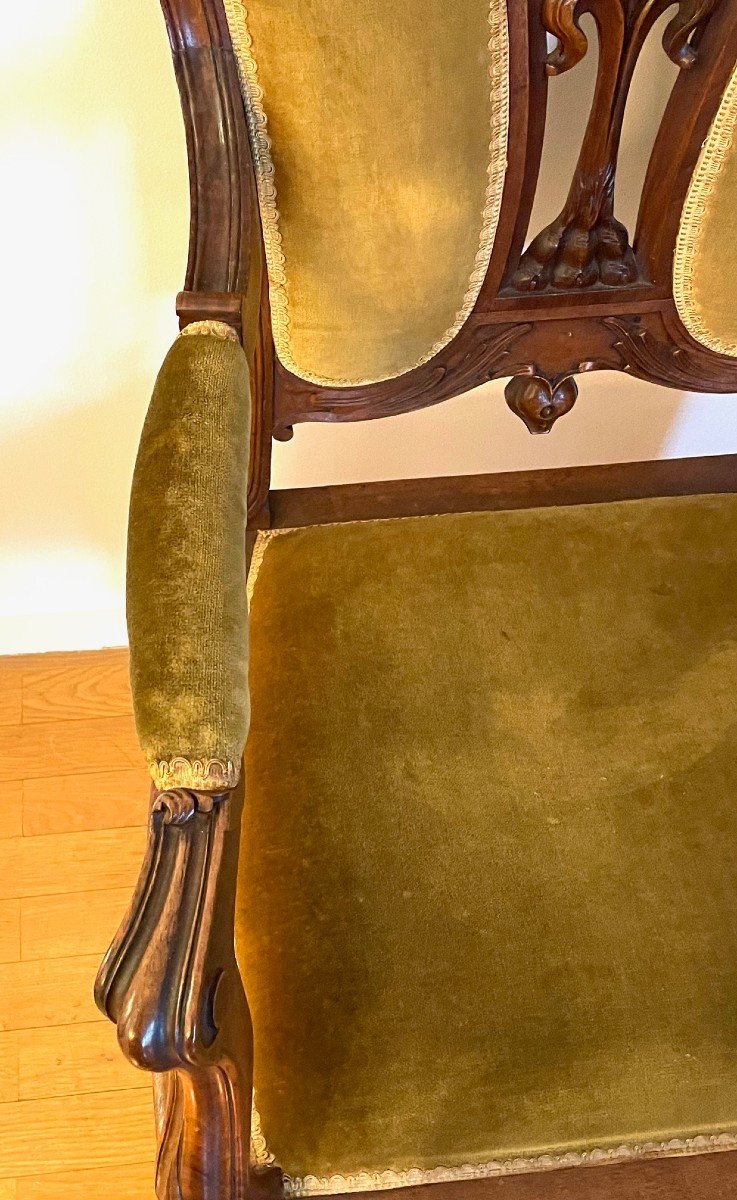 Pair Of Art Nouveau Walnut Armchairs-photo-1