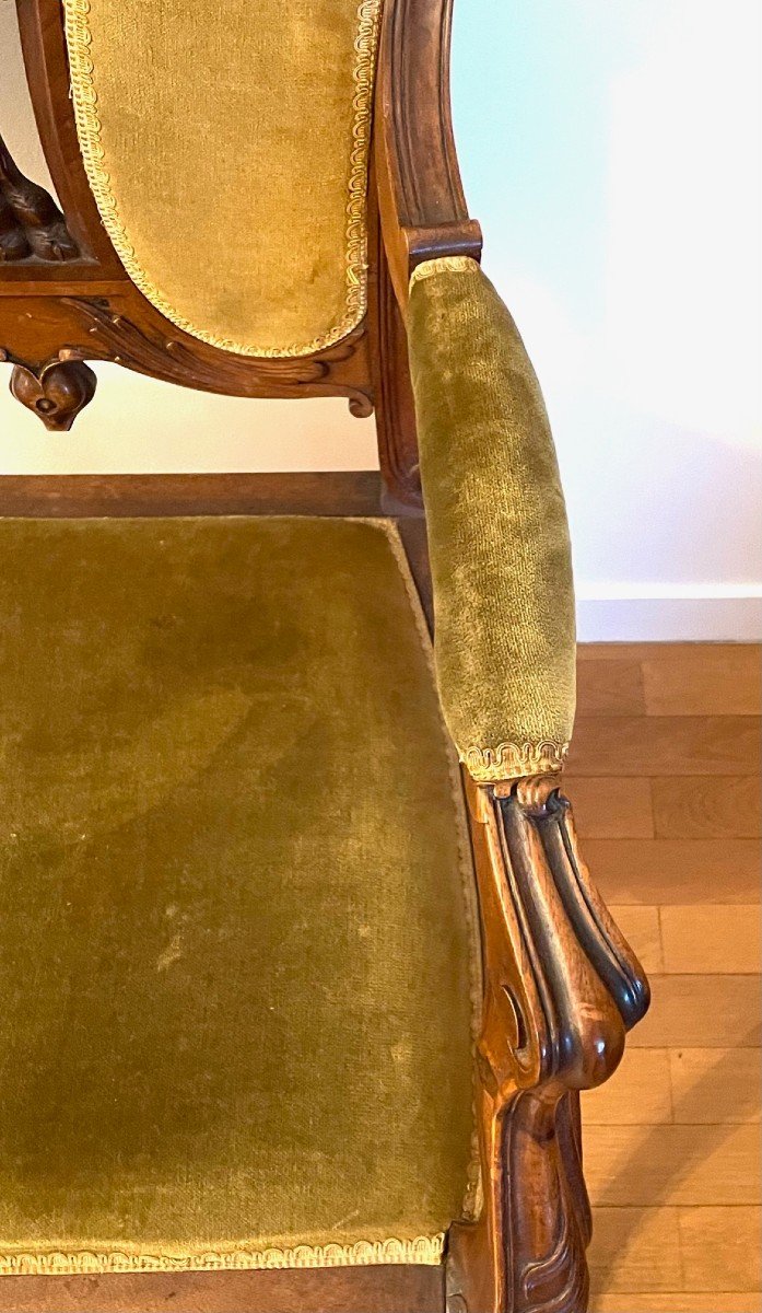 Pair Of Art Nouveau Walnut Armchairs-photo-2