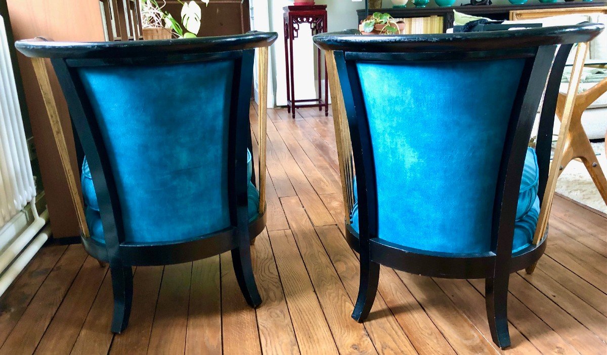 Paire De Fauteuils Art Déco Entièrement Retapissés -photo-1