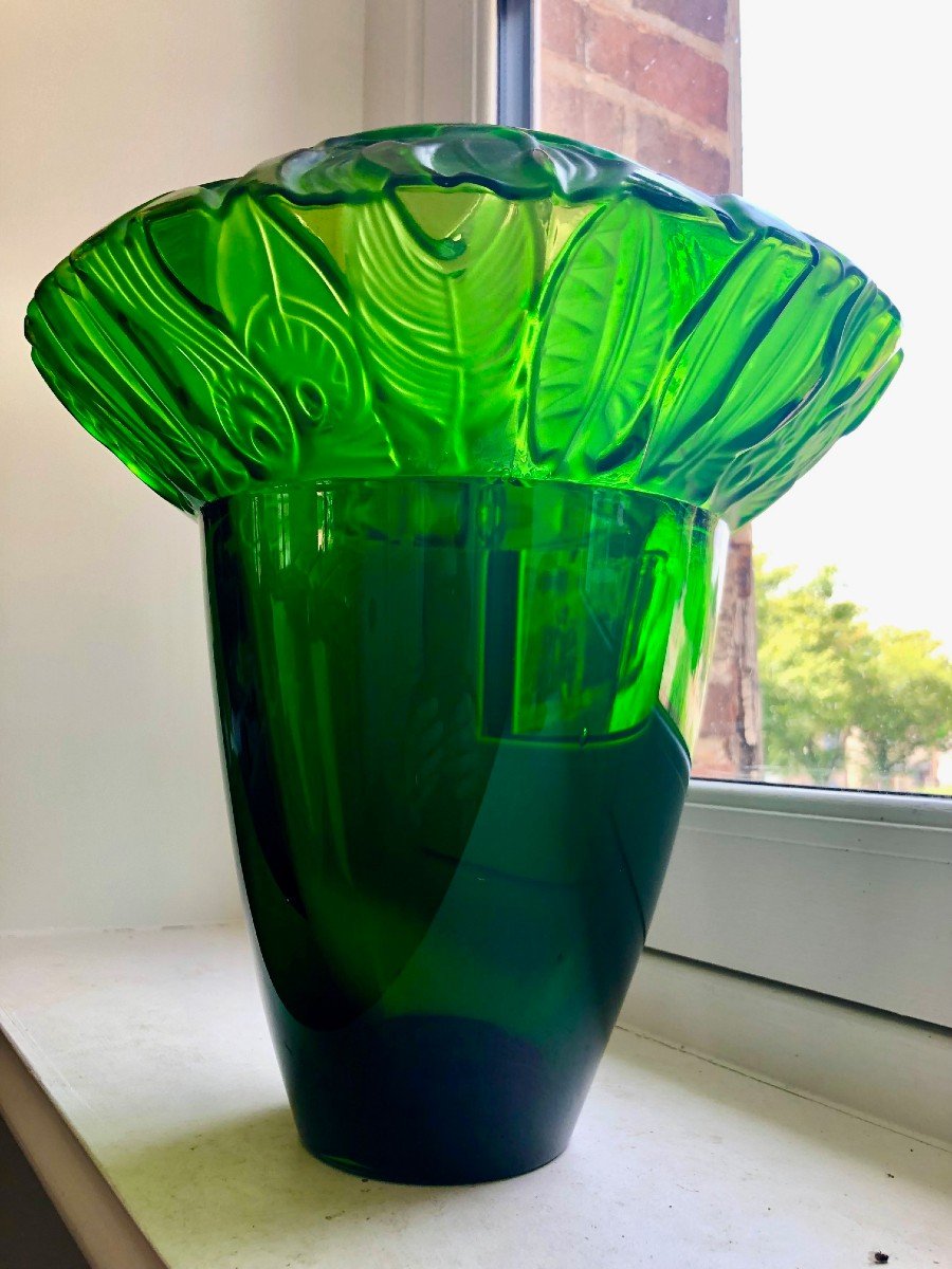 Grand Vase art déco En Cristal Et Pâte De Verre de Lorraine Vallerysthal - Portieux -photo-6