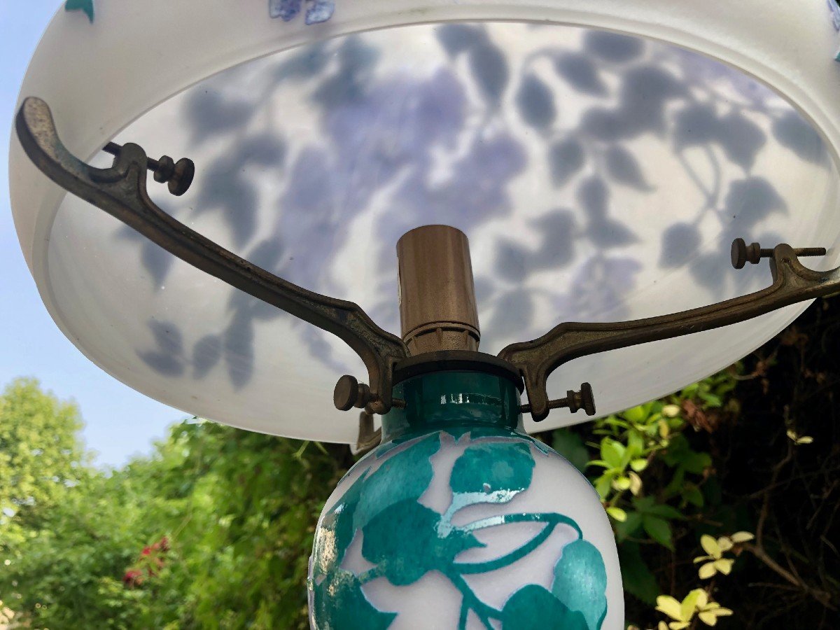 La Rochere : Lampe Champignon En Pâte De Verre Décor "glycines"  -photo-6